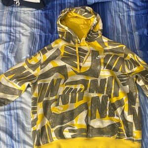 Nike Yellow and Gray Graphic Hoodie